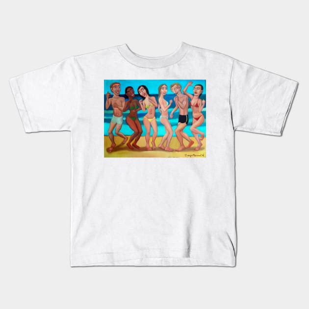 Party on the beach 5 Kids T-Shirt by diegomanuel